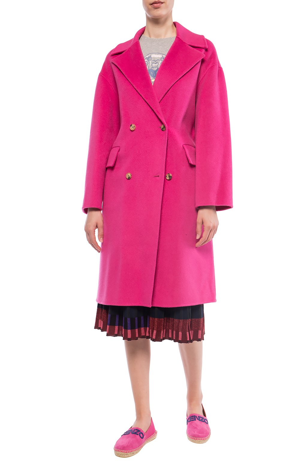 Pink Wool coat with belt Kenzo - Vitkac Canada